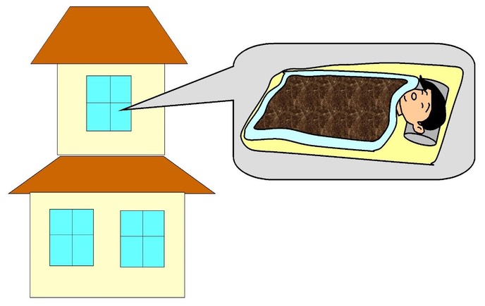 二階で寝る